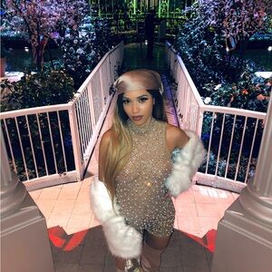 Fashion Nova Glittering Silver Jumpsuit